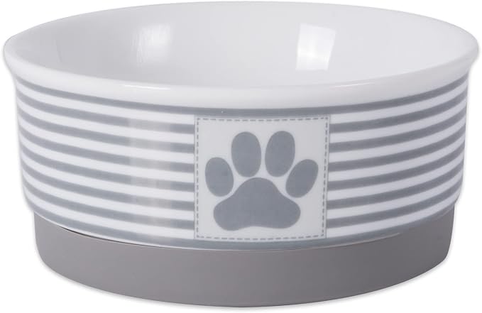 Bone Dry Paw & Patch Ceramic Pet Collection, Small Bowl, 4.25x2", Gray