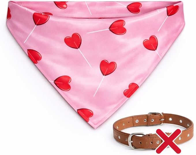 Luxury Satin Dog Bandana – Slip-On Collar Style, Premium Pet Scarf for Medium, Large & XL Dogs – Special Occasion Accessory (Collar Not Included) (Medium - Extra Large, Cupid Luxe - Satin)