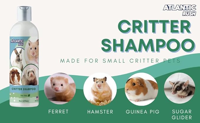 Critter Shampoo for Small Pets - 8oz Small Animal Tea Tree Shampoo - Pet Shampoo for Small Critters Including Ferrets, Guinea Pigs, Rabbits, Hedgehogs, Hamsters & Sugar Gliders