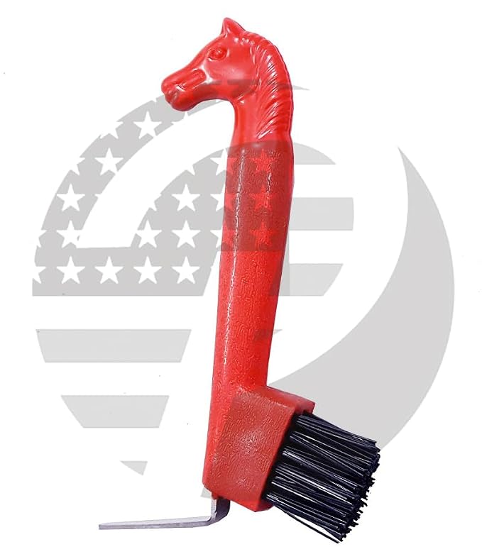 Horse Head HOOF PICKS WITH BRUSH (RED)