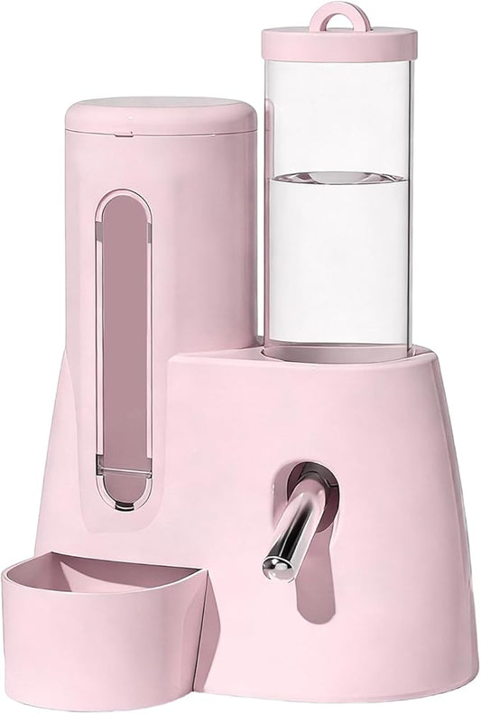 Small Animal Food and Water Dispenser, 2 in 1 Hamster Automatic-Gravity Food Water Dispenser, No Drip Pet Feeder and Waterer, for Small Animal Hedgehog Hamster Cats Rabbits