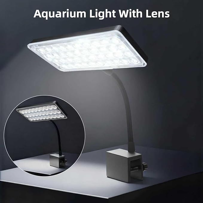 Vimvins Full Spectrum 10W Fish Tank Light Enhanced Edition LED Aquarium Light with Lens, 3 Adjustable Modes(Suitable for 7-16 Inch Tanks)