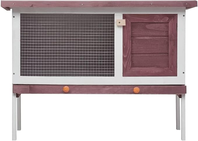 Rabbit Hutch, Outdoor Wooden Bunny Cage for Small Animals, Solid Pine Wood Pet Enclosure for Garden or Backyard, Sturdy Rectangular House, 35.4 x 35.4 x 25.6 Inches, Brown