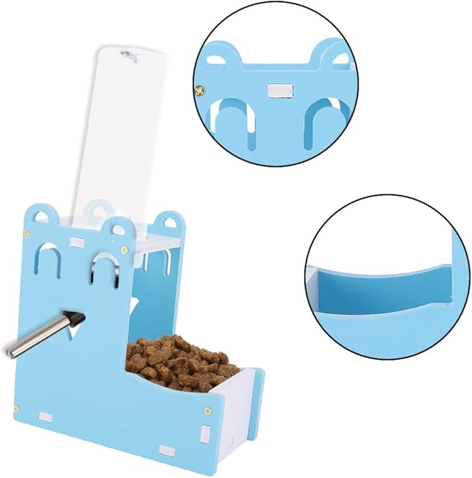 Hamster Water Bottle Stand, 2 in 1 Hanging Rat Auto Dispenser Small Animal Drinking Bottle Food Container Base Hideout Mouse Automatic Feeder Bowl Cage Toy Dwarf Hedgehog Pet Mice Gerbil Guinea Pig
