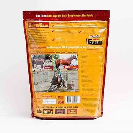 Horse Guard Super Weight Gain 10 lb – 3-in-1 Horse Weight Gain Supplement with Full-Fat Soy, Probiotics & Vitamins – Supports Digestion, Coat & Muscle Health – 20 Servings