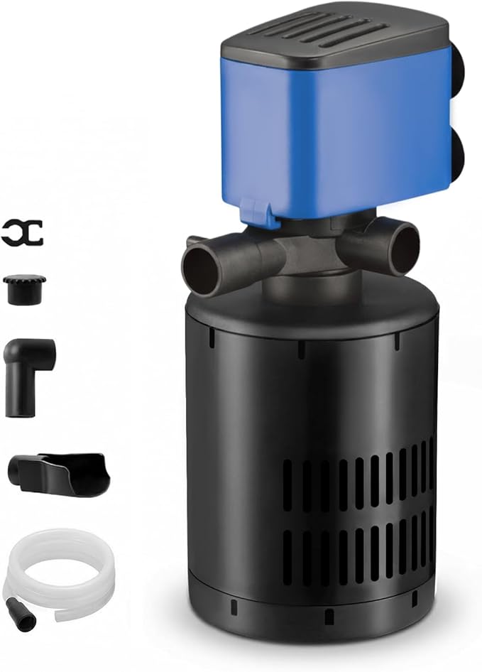 Aqua Dream 210 GPH Internal Aquarium Filter - 3 in 1 Submersible Powerhead Pump with Air Oxygenation & Sponge Filtration, 15W Adjustable Flow Water Cycling Pump for Fish Tanks - 3 Pcs