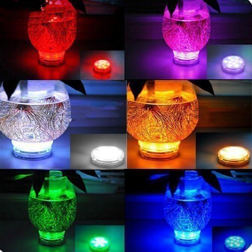 Qoolife Submersible LED Lights Remote Control, RGB Multi Color Changing Waterproof Light for Pool, Vase Base, Spa, Aquarium, Pond, Hot Tub, Decoration, Party, 4-Pack