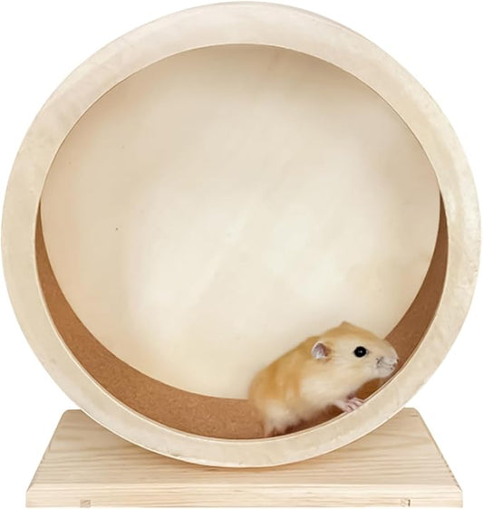Hamster Exercise Wheels |Large Hamster Wheel Silent Running,Gerbil Wh EEL,Quiet Gerbil Whe el Wooden with Base, Spinner for Small Pets Mice Chinchilla Hedgehog Ger bil Running Enrichment Boredom