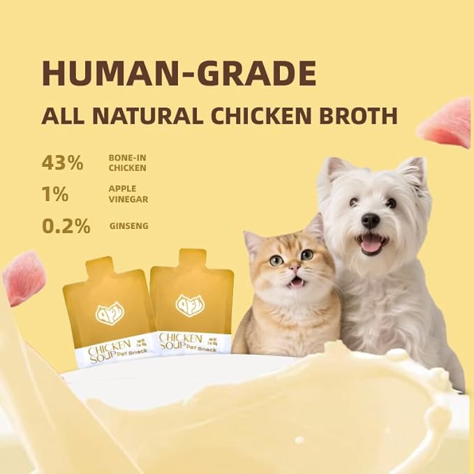 APL Freestyle Bone Chicken Broth Food Topper for Cats and Dogs, Premium Pet Broth with Collagen and Chondroitin Sulfate, Supports Skin and Coat Health, 3 Fl Oz (Pack of 6)