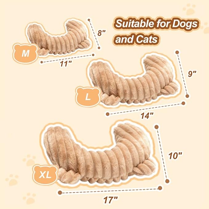 Jiupety Dog Calming Pillow, Soft and Neck-Friendly, Washable Pet Neck Pillows for Small Medium Large Dogs and Cats, 17" x 10", Coffee