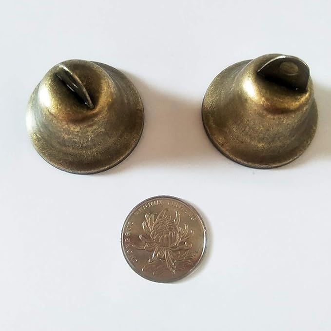 mollensiuer 12Pcs Vintage Style Bronze Bells Home Decor Bells for Potty Training Dog Bells Making Wind Chimes Christmas Bell and Other Craft Project, 38mm/1.5inch Dia