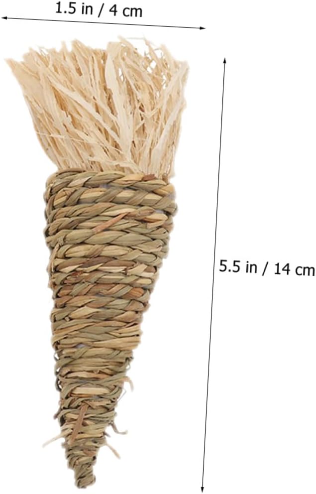 TOYANDONA 3Pcs Natural Grass Carrot Chew Small Animal Teeth Cleaning Chewing for Rabbits Guinea Pigs Chinchillas Hamsters Stress Relief Molar Care Pet Supplies