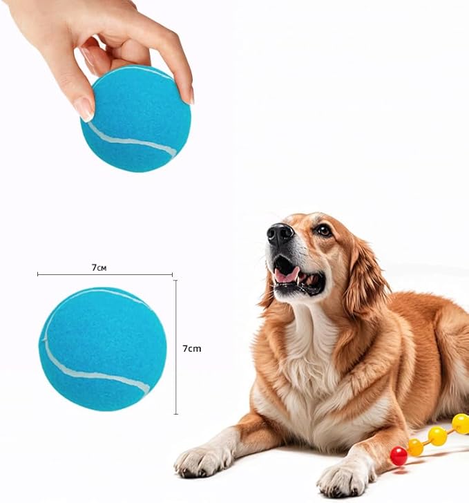3-Pack Tennis Ball Dog Toys with Squeaker, Interactive Fetch Play for Pets 40 lbs and Over ，Training Balls for Indoor & Outdoor Exercise, 3.28-inch (Bule, 12PCS)