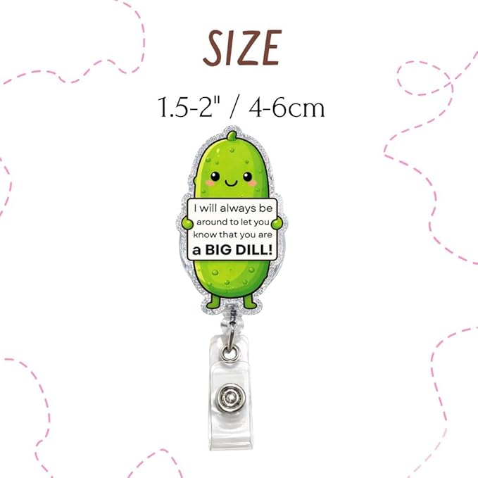 Cute Funny Positive Emotional Support Pickle Badge Reel Retractable ID Holder Clip for Psych Nurse Teacher Mental Health Awareness Social Worker Therapist Counselor RBT Office Coworker Inspiring Gifts
