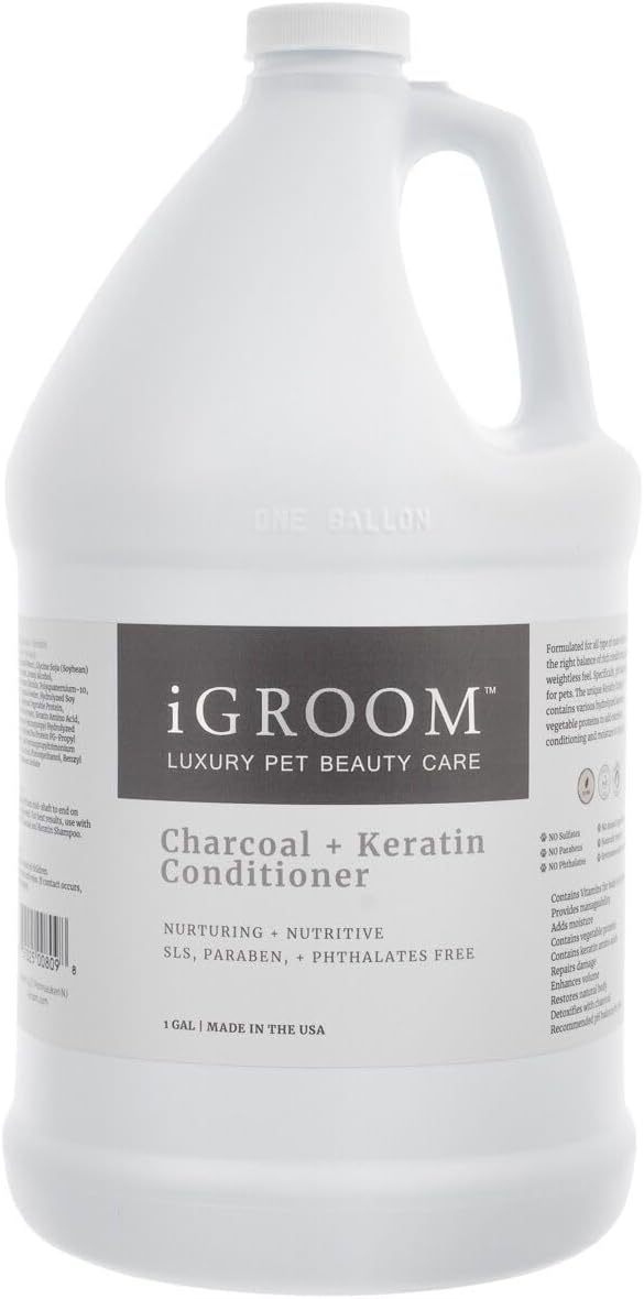 iGroom Charcoal Keratin Dog Conditioner, Luxury Pet Beauty Care, Repairs Enhances Adds Moisture, Made in USA, Summer Fig, 1gal