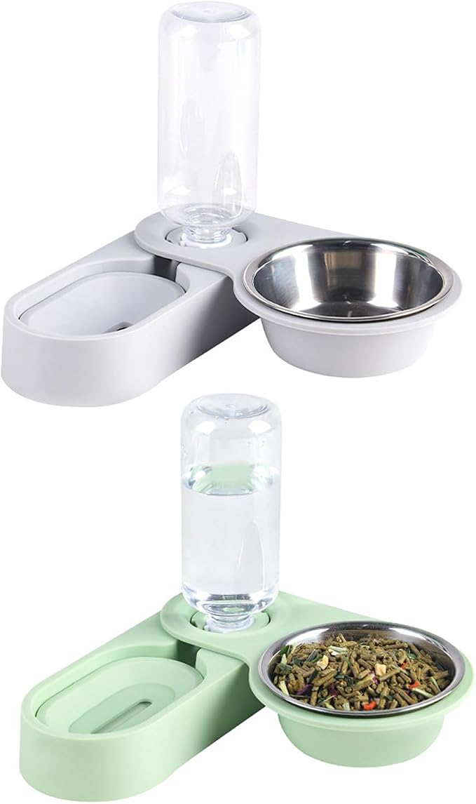 Pets Automatic Feeders 18oz Water Dispenser Food Bowl Gravity-Fed Water Fountains for Small Animal Cat Rabbit Ferret