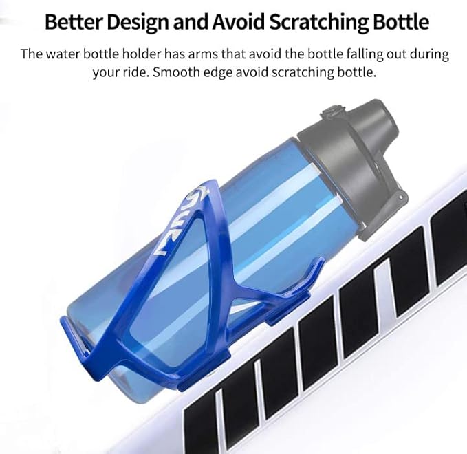 Suruid Bike Water Bottle Cage, Universal Drink Holder, Durable Ultralight Plastic Bottle Holder for Cycling, 2 Pack - Blue