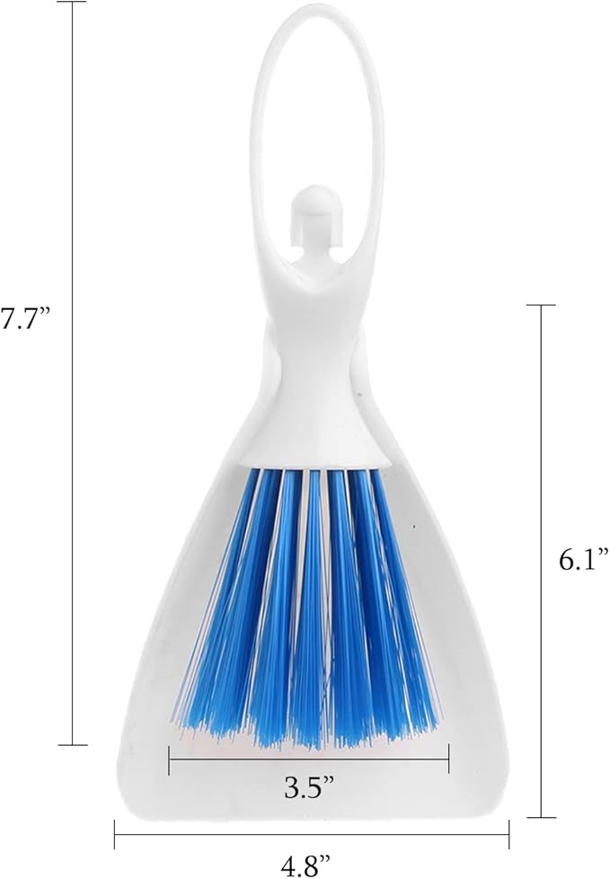 SEIS 3 Pack Hamster Dustpan and Broom Set Mini Guinea Pig White Dancer Design Besom Chinchillas Sweeper Cavy Cage Clean Hedgehogs Scooper for Small Animal (Blue)