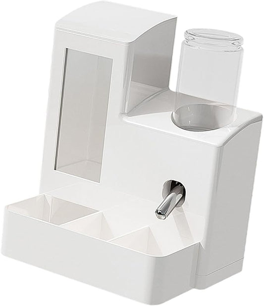 Gralara 3 in 1 Hamster Automatic Feeder Container Accessories Bowl Feeding Station Dispenser for Ferrets Patio Small Animal Terrace, White 80ml Bottle