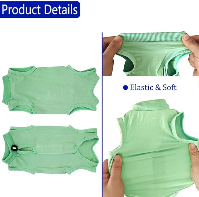 kzrfojy Cat Recovery Suit Cat Onesie for Cats After Surgery Female Male Spay Kitten Neuter Surgical Bodysuit Post Surgery Cone of Shame Alternative Anti Licking (Green, Small)