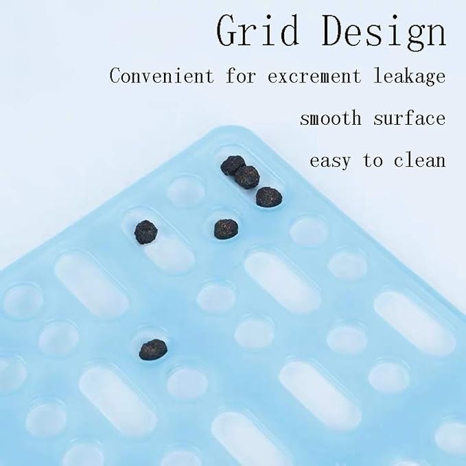 Hamiledyi 4 Pcs Rabbit Cage Mats Small Animal Plastic Feet Pads Floor Mat for Pet Cats Dogs Bunny Hamster Rat Chinchilla Guinea Pig(Blue)