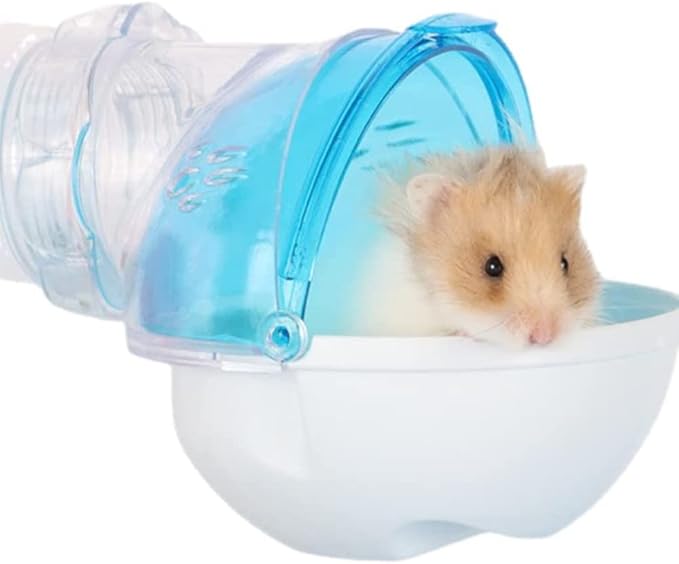 Hamster Sand Bathroom Hideout Cage Accessories Sand Bath Container Small Pet Toilet Hamster Villa Transparent External(Upgrade Pink)