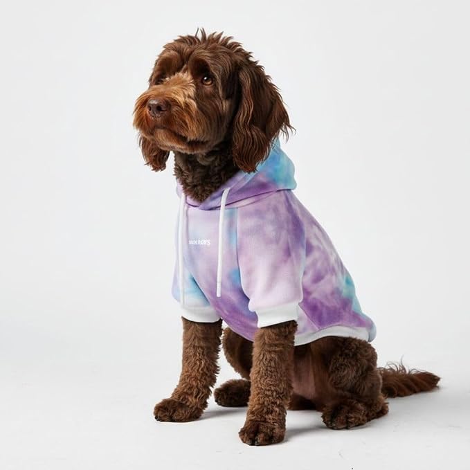 Spark Paws Dog Hoodie – Premium Dog Sweater for Small, Medium, and Large Dogs | Warm Outfits for French Bulldogs, Pitbull, Puppy, Winter Jacket Alternative - 90s Retro Sky Dye - 2XL