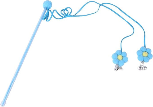 Cat Feather Stick Wand Toy,Cat Toys Teaser Wand with Feather Refills with Bell for Indoor Cats, Cat Toy Wand for Indoor and Kitten(Blue)
