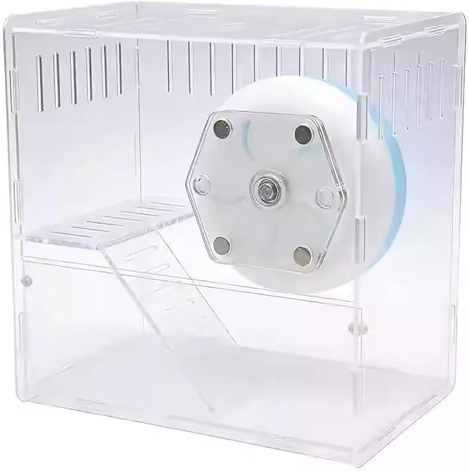 Hamster Accessories Set Water Bottle Holder 2.7oz + 7in Wheel Magnetic Stand No-Drill Cage Mount Z5101-99