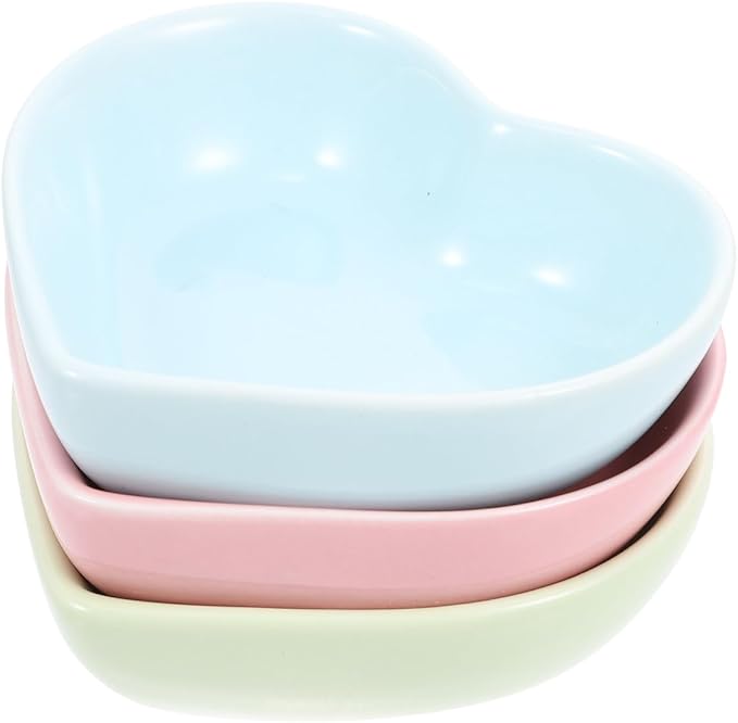 POPETPOP 3Pcs Hamster Food Bowl, Ceramic, Heart-Shaped Pet Feeder, Sufficient Quantity, Compact Size, Wide Application