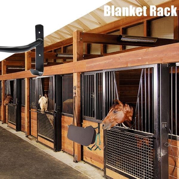 2Pcs Blanket Rack with Tack Rack,Wall Mounted Blanket Bar for Hanging Horse Blankets Pads Saddle Blankets,33.8 Inch