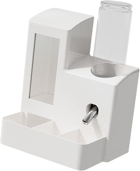 Gralara 3 in 1 Hamster Automatic Feeder Container Accessories Bowl Feeding Station Dispenser for Ferrets Patio Small Animal Terrace, White 120ml Bottle