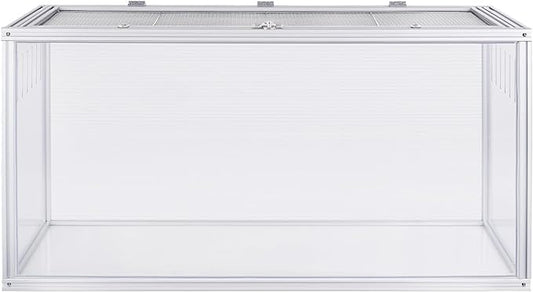 Large Hamster Cage, 32 x 16 x 16 in Chew-Proof Metal Frame, Clear Acrylic with Vent Holes, Hinged Top with Stainless-Steel Mesh — Hamster Enclosure