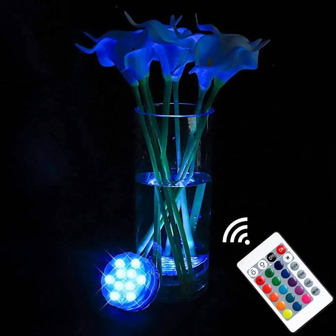 AquaMiracle Submersible LED Lights with Remote Waterproof Battery Operated, Multi Color Changing Hot Tub Lights for Shower, Pool, Pond, Aquarium, Bath, Party, Vase Decoration (4-Pack)