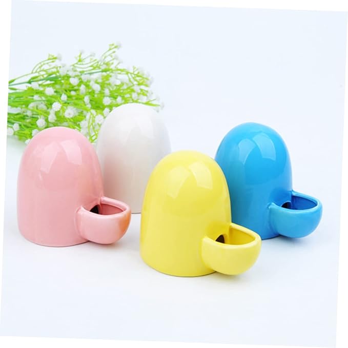 Milisten Small Pet Automatic Feeder and Water Dispenser Ceramic Bowl for Hamsters Rabbits Guinea Pigs Self-Dispensing Waterer 4.33X3.54X2.95 Inch