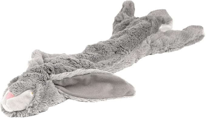 Jeffers Pet Thinnies Unstuffed No Squeaker w/Rope Dog Toy – 21" Plush Rabbit, Flat Stuffing Free Chew Toy for Small, Medium & Large Dogs – Soft, Interactive Play, Fetch, Tug, Training, Teething
