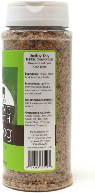 Herbsmith Bone Broth Kibble Seasoning - Freeze Dried Meat + Bone Broth Powder for Dogs - Beef - 3.35 oz