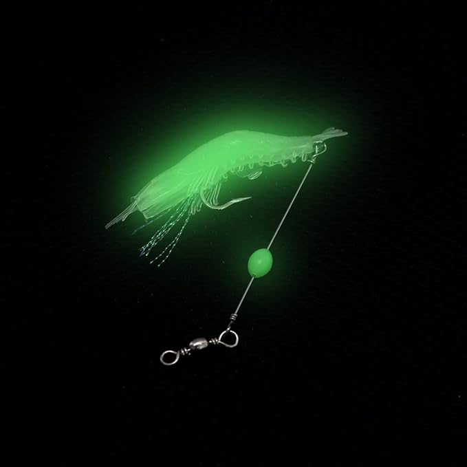 6pcs Saltwater Shrimp Fishing Lures, Fishing Shrimp Lures Luminous Silicone Soft Bait for Freshwater Saltwater