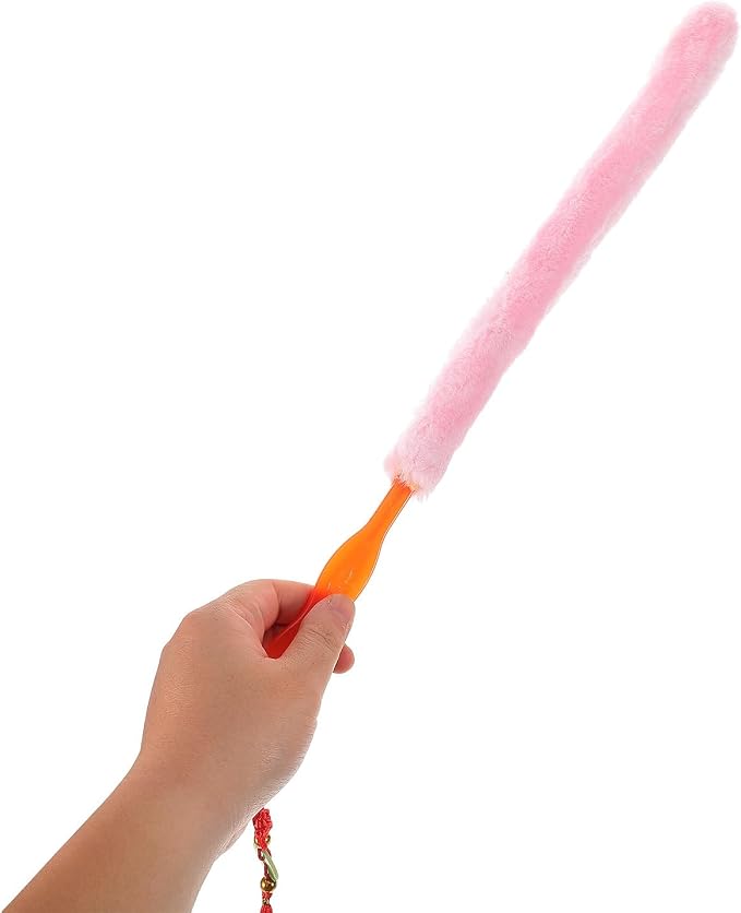 Portable Zithers Cleaning Brush with Long Rabbit Fur Bristles for String Instruments Pink Plastic Handle for Instrument Care Can be Carried