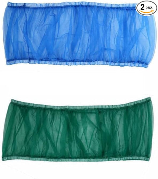 Bird Cage Seed Catcher (2 Pack), Airy Gauze Bird Cage Cover Seeds Guard Dust-Proof Universal Birdcage Accessories Mesh Net Cover (Blue + Green, XL)