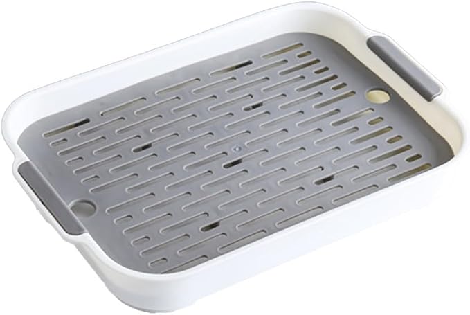 Litter Box Toilet Tray With Heightened Grid For Small Pets Such As Rabbit, Guinea Pig, Ferret, Chinchilla, Hamster, And Birds Space(WHITE)