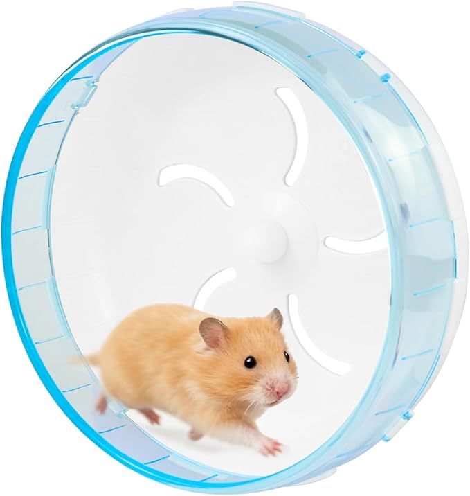 4.7 in Silent Hamster Wheel, Jogging Exercise Hamster Accessories for Cages, Dwarf Hamsters Toys for Golden Silk Shih Tzu Bear to Kill Time and Release Stress (Blue, 21cm)