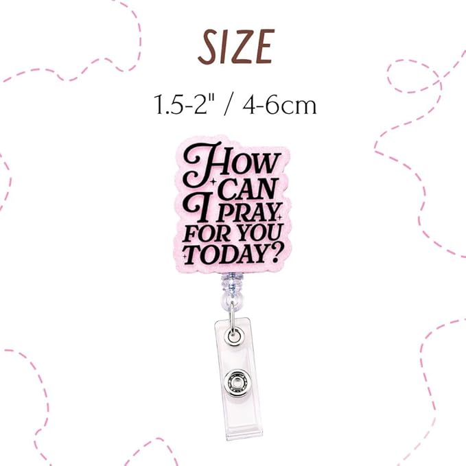 How Can I Pray for You Pink Badge Reel Christian Religious God ID Name Holder Clip Retractable Lanyard Reels for Nurse RN Medical Caregiver Healthcare Worker Staff Gift Nursing Accessories Supplies