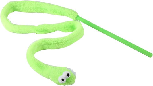 Cat Toy Snake, Serpentine Mint Cat Teasing Stick Enhance Bond with Cats, Pet Stress Relief and Interactive Toys (Green)