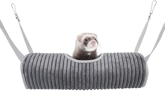 Ferret Tunnel Hanging Hammock Bed, Small Animal Rats Squirrel Toy - Grey