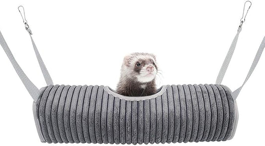 Ferret Tunnel Hanging Hammock Bed, Small Animal Rats Squirrel Toy - Grey
