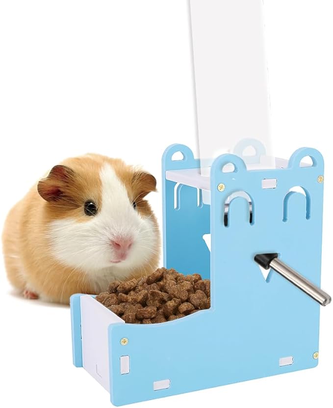 Hamster Water Bottle Stand, 2 in 1 Hanging Rat Auto Dispenser Small Animal Drinking Bottle Food Container Base Hideout Mouse Automatic Feeder Bowl Cage Toy Dwarf Hedgehog Pet Mice Gerbil Guinea Pig