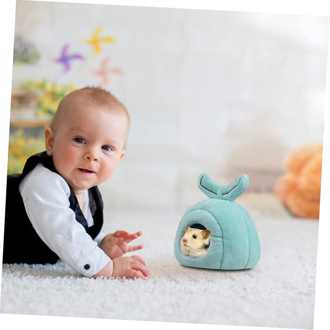 TOYANDONA Cartoon Whale Shape Warm Nest for Hamsters Guinea Pigs Pets Cozy Hideout Bed for Relief and Comfort Indoor Cave for Napping Playing