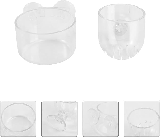 2pcs Aquarium Fish Feeder Floating Feeding Cup Set Acrylic Fish Food Container for Bloodworm and Brine Shrimp Large and Small Sizes