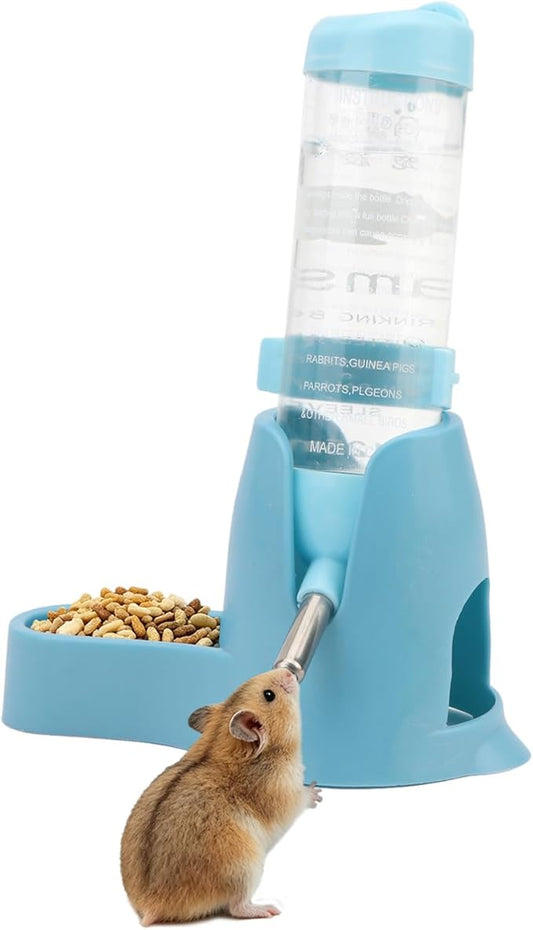 Litewoo 3 in 1 Hamster Water Bottle Small Animal Water Bottle with Food Container Base Hut Hanging Pet Automatic Feeding Drinking Dispenser for Dwarf Hamster Rats Mouse Gerbil Mice